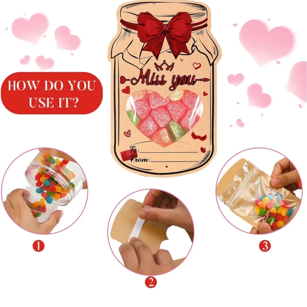 Valentine's Day Jar-Shaped Party Cards